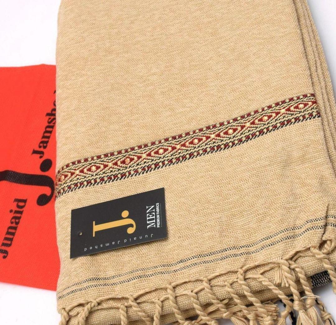 Luxurious Embroidered Velvet Shawl - Beige, Single Piece Luxurious Embroidered Velvet Shawl - Beige, Single Piece