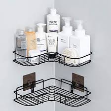 Metal Bathroom Corner Rack Storage Shelves -1 PC Black Metal Bathroom Corner Rack Storage Shelves -1 PC Black