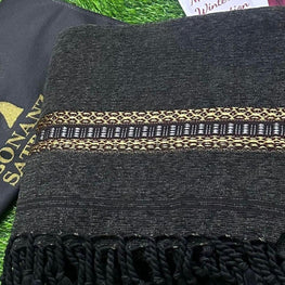 Luxurious Plain Black Velvet Shawl | 1 Pc