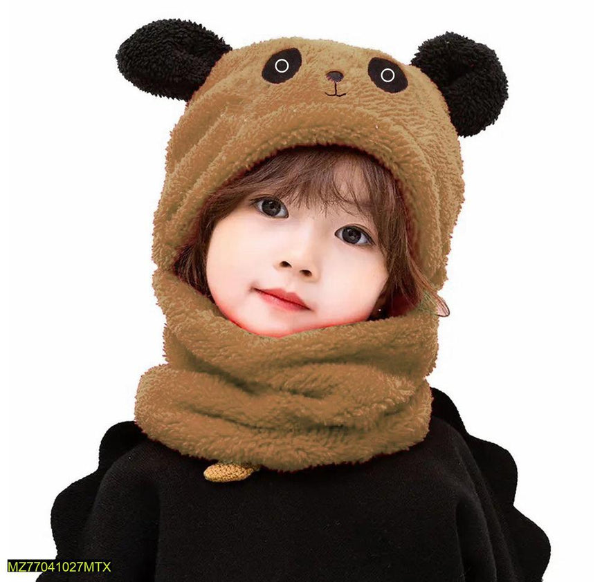 Kid's Beanie Wool Cap With Neck Warmer