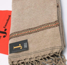 Luxurious Embroidered Velvet Shawl - 1 Piece in Elegant Beige