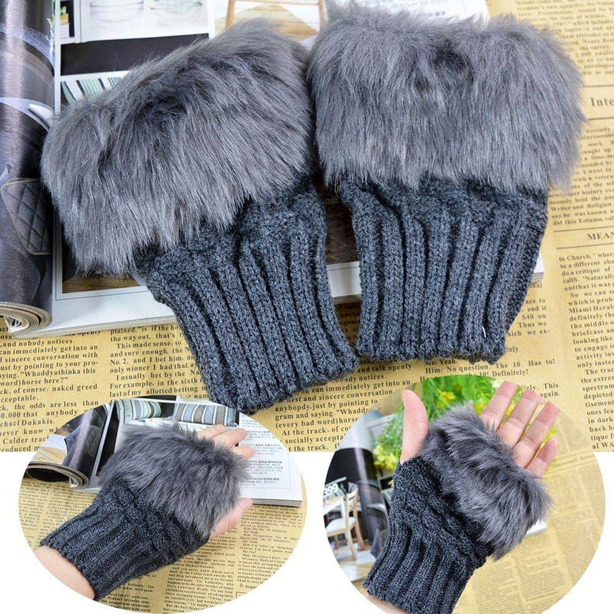 Stylish Women's Fingerless Gloves - 1 Pa Soft Fur Lined Warmth
