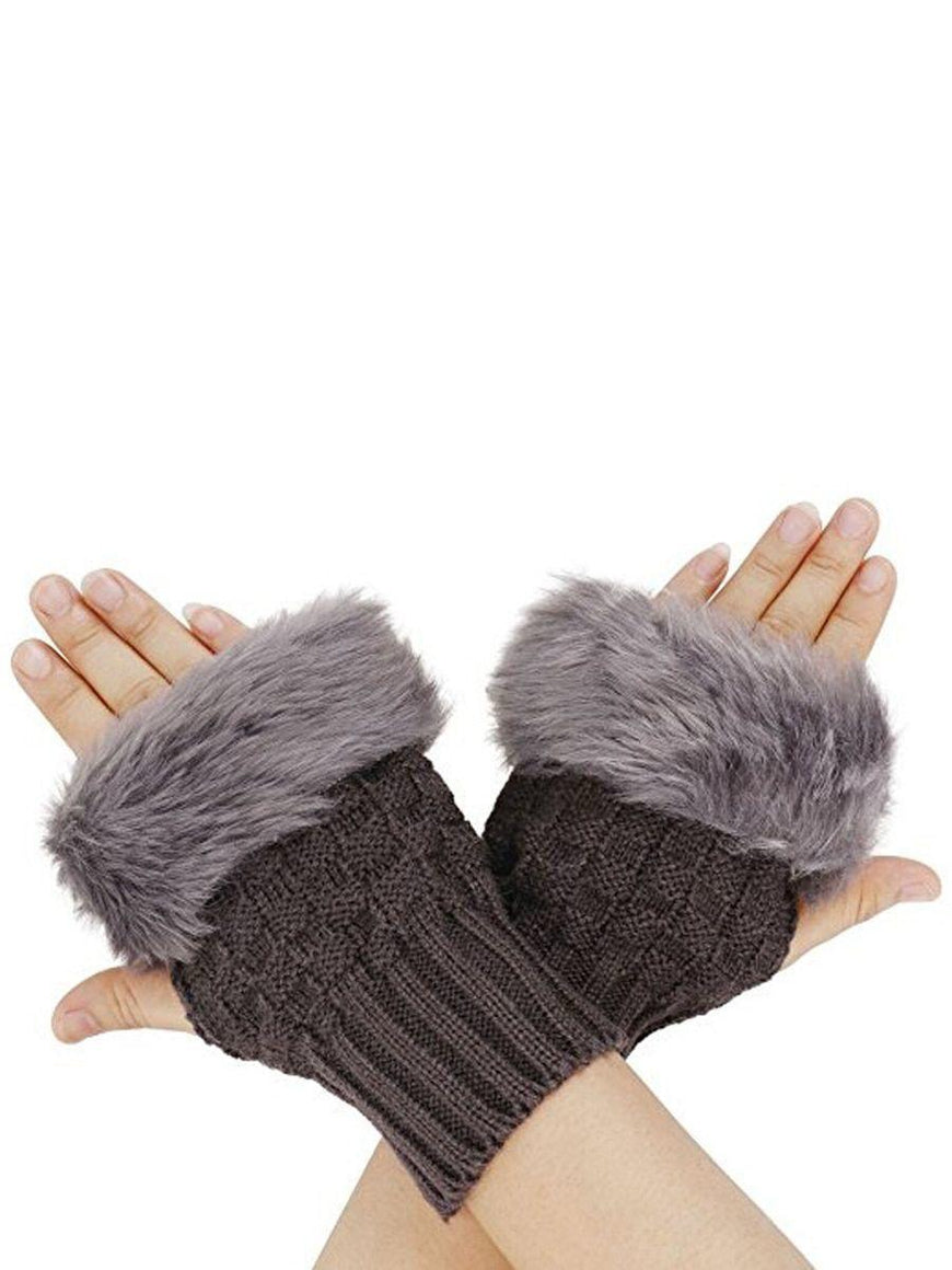 Stylish Women's Fingerless Gloves - 1 Pa Soft Fur Lined Warmth